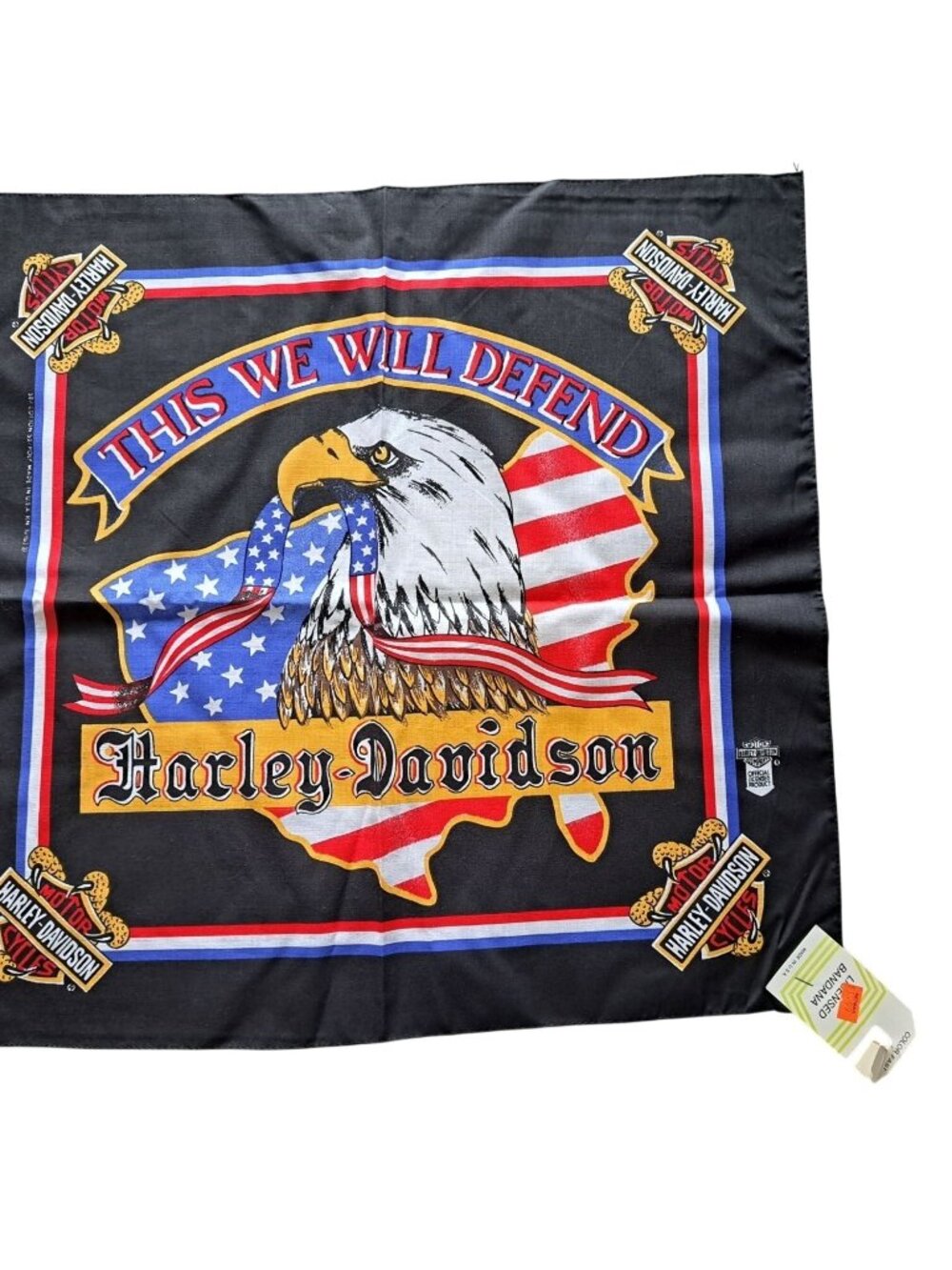 New Vintage Harley-Davidson Bandana Eagle "This We Will Defend" USA Cotton